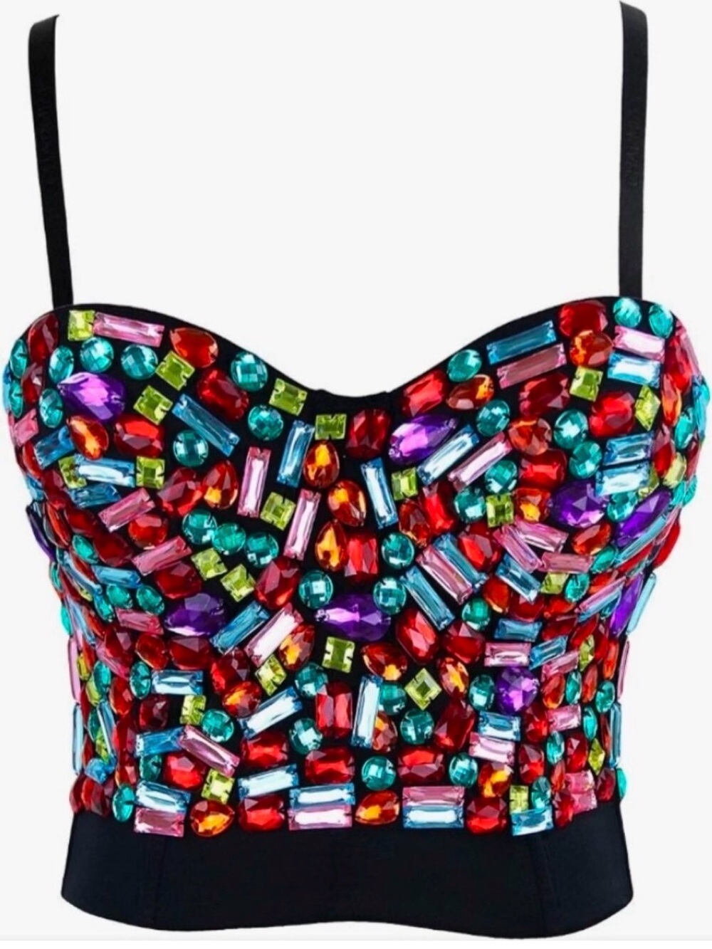 NWT - Embellished Multicolor Sequin Bustier Crop Dress Top